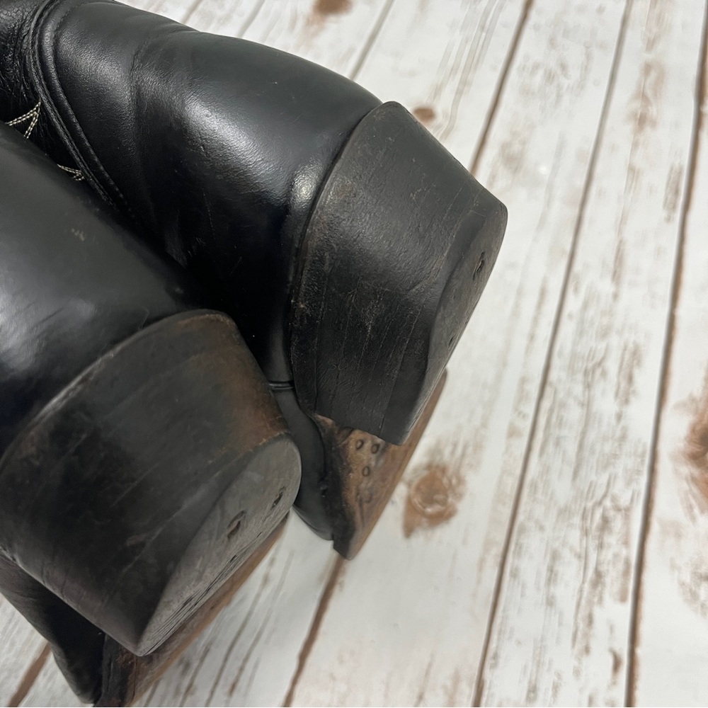 Tony Lama Black Western Cowboy Boots Size 8? Leather vintage black label El Paso - Picture 6 of 15